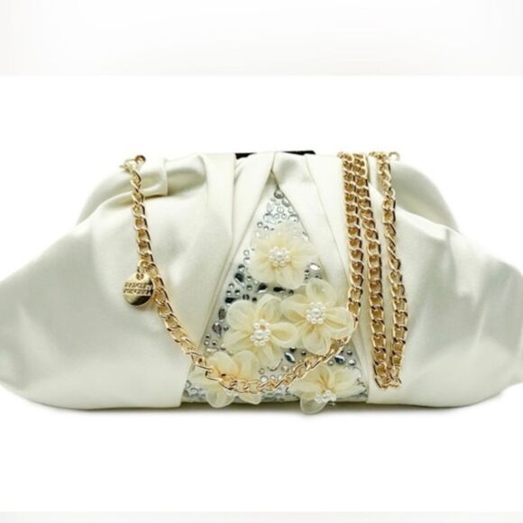 BADGLEY MISCHKA FLORAL SATIN CLUTCH - Picture 1 of 4